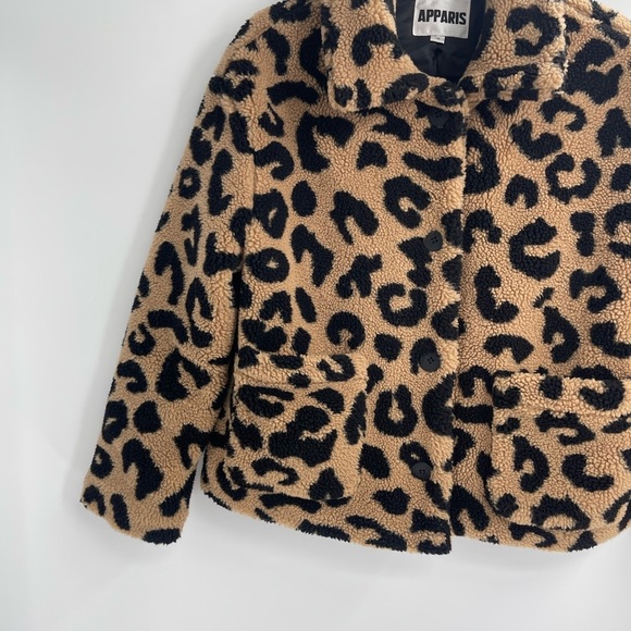 APPARIS Animal Print Leopard cheetah Faux Fur Fleece Teddy Jacket size xs - Picture 4 of 15